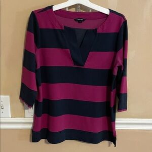 Lands' End Women's Bold Striped Blouse - Pink and Blue
